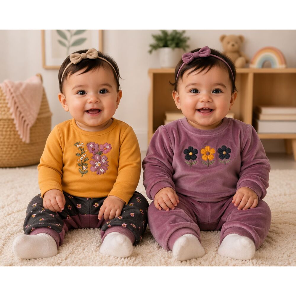 Baby Girl Outfit Set 6M 4pc Bundle Plush Pants Koala Bodysuit Floral Infant Set